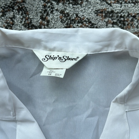 Vintage Ship n’ Shore Button Down Cap Sleeve Blouse White 16 - Picture 2 of 6
